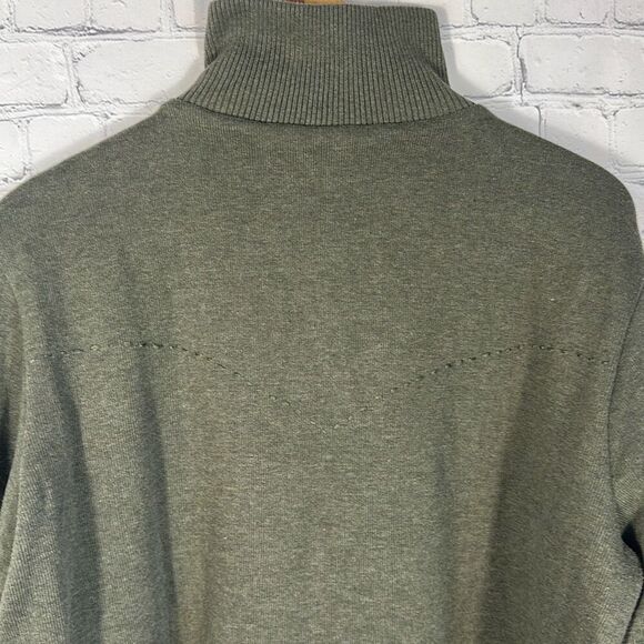 Stetson Country Western Quarter Zip Green Sweater Elbow Pads size L Large - Picture 4 of 9